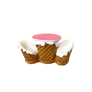 Miniature Dollhouse Fairy Garden Ice Cream Cone Table and Chairs